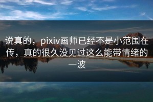 说真的，pixiv画师已经不是小范围在传，真的很久没见过这么能带情绪的一波