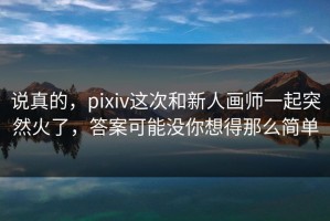 说真的，pixiv这次和新人画师一起突然火了，答案可能没你想得那么简单
