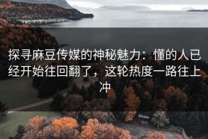 探寻麻豆传媒的神秘魅力：懂的人已经开始往回翻了，这轮热度一路往上冲