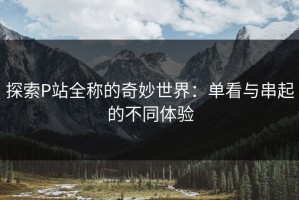 探索P站全称的奇妙世界：单看与串起的不同体验