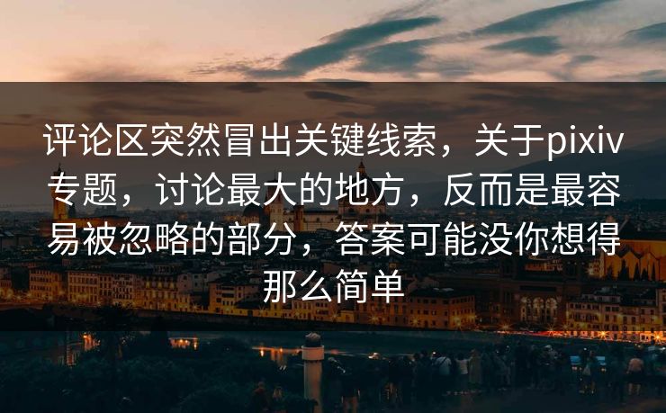 评论区突然冒出关键线索，关于pixiv专题，讨论最大的地方，反而是最容易被忽略的部分，答案可能没你想得那么简单